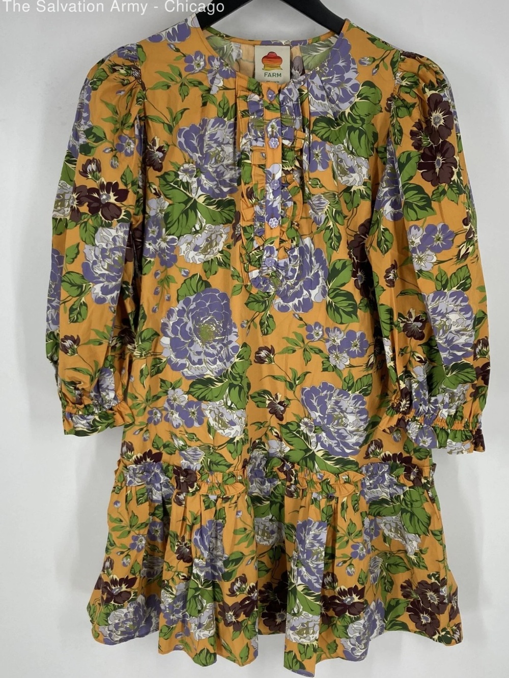 Floral Mustard Long-Sleeve Mini Dress - Picture 4 of 7